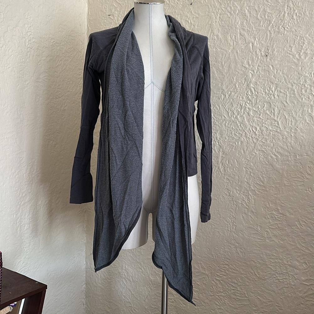 Johnny Was Calme Slate Gray Asymmetrical Waterfall Cardigan Medium